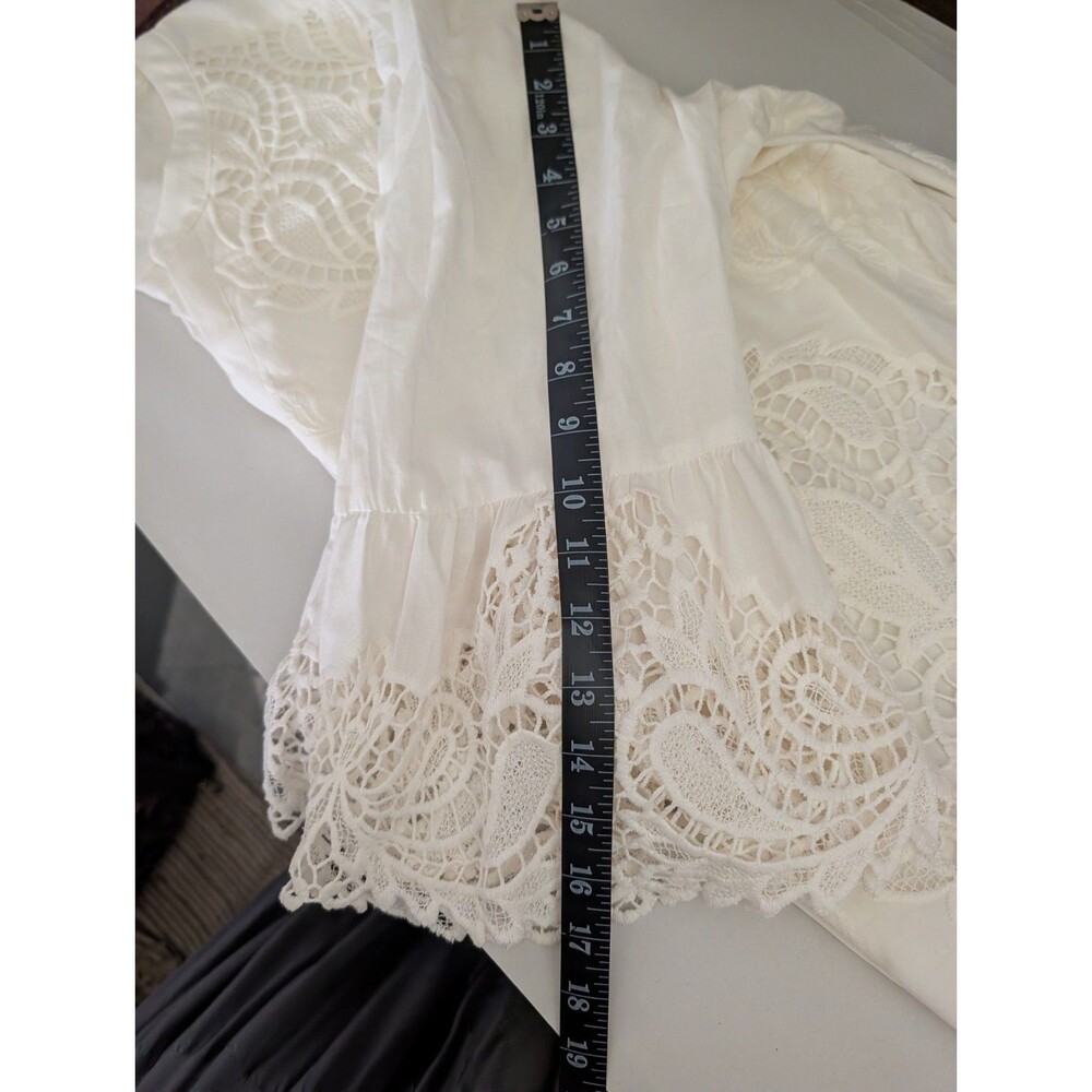 NWT Chicos Cotton Button Down Blouse Womens Sz 3 16/18 Lace Flare Sleeve Peasant - Picture 16 of 16